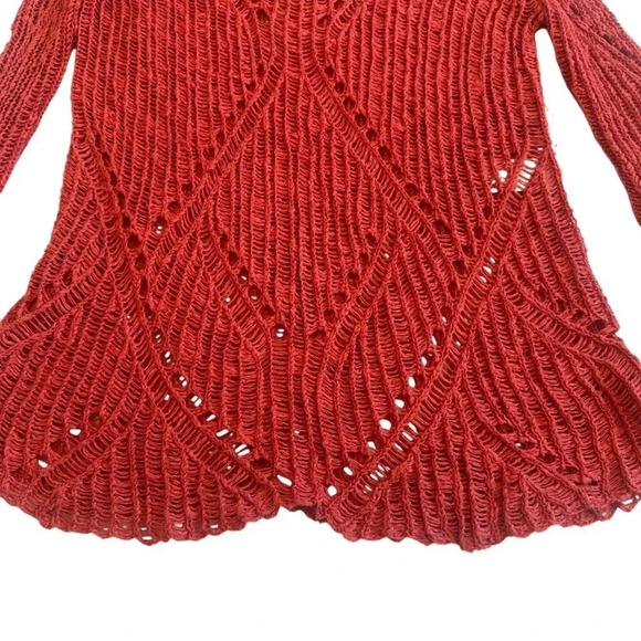 Maje Open Weave Woven Sweater Burnt Orange Pullover Cotton Size 1 Small Women's - Picture 3 of 13
